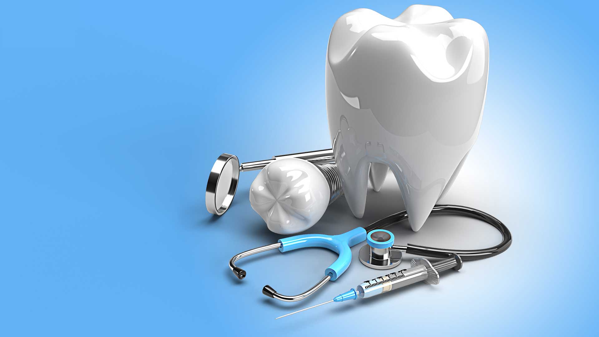 Simulação de dente com ferramentas odontológicas utilizadas por um dentista durante procedimentos de cuidados dentários através de seguro odontológico
